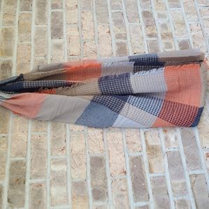 Scarf plaid orange tan navy